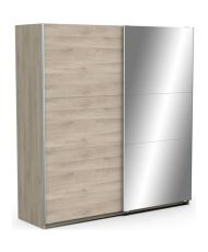 Armoire chêne kronberg - 2 Portes coulissntes + miroir - 194,5 x 59,9 x 203 cm 