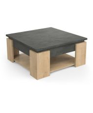  AUSTIN quadratischer Couchtisch – Hamilton-Eiche und Sidewalk – 80 x 80 x 37,2 cm