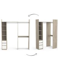 Ausziehbares Eck-Ankleidezimmerset SWING – Eiche Kronberg/Weiß – 203,8 x 43,9 x 218,3 cm