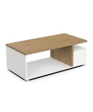  Mesa de centro rectangular ACCESS - 3 Nichos - Roble Hamilton y blanco - 91,8 x 50 x 36 cm